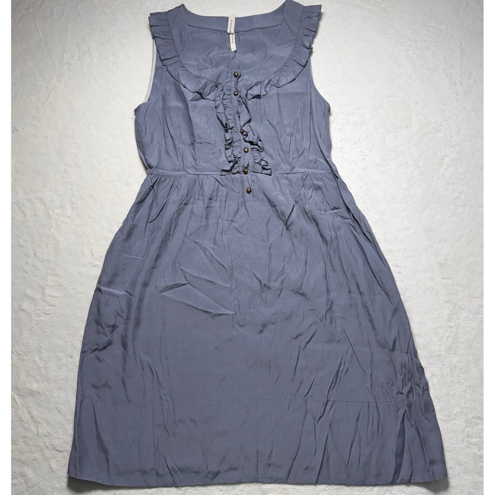 Anthropologie Mini Dress Women's Size Small Gray Sleeveless‎ Ruffle Rayon Maeve